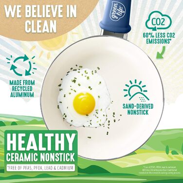 Набір посуду GreenLife Soft Grip 12 предметів: каструлі та сковорідки з антипригарним покриттям Ceramic, нержавіюча сталь, синій, без PFAS, придатний для миття в посудомийній машині