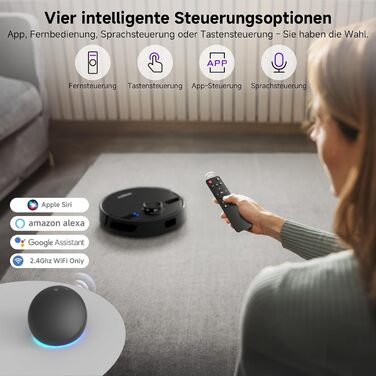 Робот-пилосос MONSGA з функцією миття, 3.5л, потужність 5000Pa, час роботи 180хв, LiDAR навігація, керування через додаток, чорний