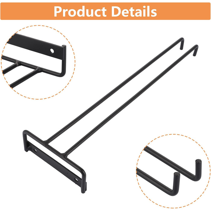 Тримачі для келихів WOPPLXY (6 шт.) - чорні, металеві, 30 см, для ресторану, бару, кухні