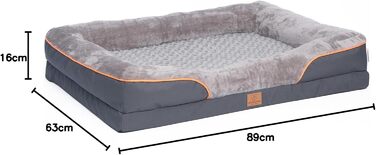 Ортопедичне ліжко для собак, пухнасте софа з знімним покриттям, сірого кольору, 71 x 58 x 16 см (XL)