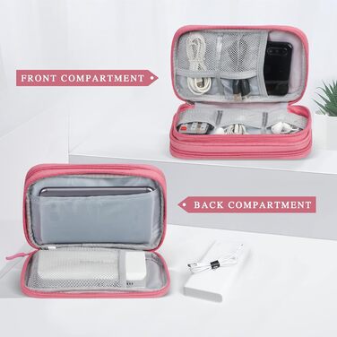 Органайзер для кабелів Simpolor: рожева сумка-чохол для зберігання кабелів, USB-накопичувачів, Power Bank та аксесуарів