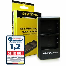 Зарядний пристрій Patona USB Dual для акумуляторів Olympus BLS-5/BLS-50/BLS-1 (OM-D E-M10 II-IV, Pen E-PL2-E-PL9, E-P3, PM1/PM2, Stylus 1, E-450) - одночасний заряд 2-х акумуляторів