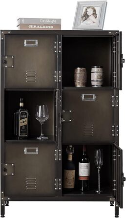 Metal locker with lockable doors, industrial steel cabinet for school, home, office, garage, H140*W38*D46 cm (6 doors)
