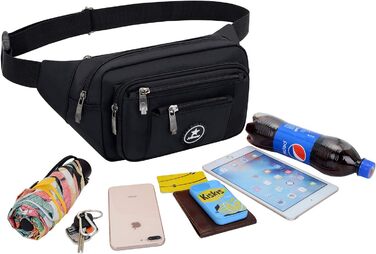 Водонепроникна поясна сумка для чоловіків та жінок, для спорту, бігу, піших прогулянок, велосипеда, з кишенькою для ножів та інструментів, чорна