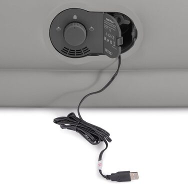 Надувний матрац Intex Dura-Beam Prestige Mid-Rise 152x203x30 см з USB-насосом, сірий - двомісний PVC матрац для дому та відпочинку