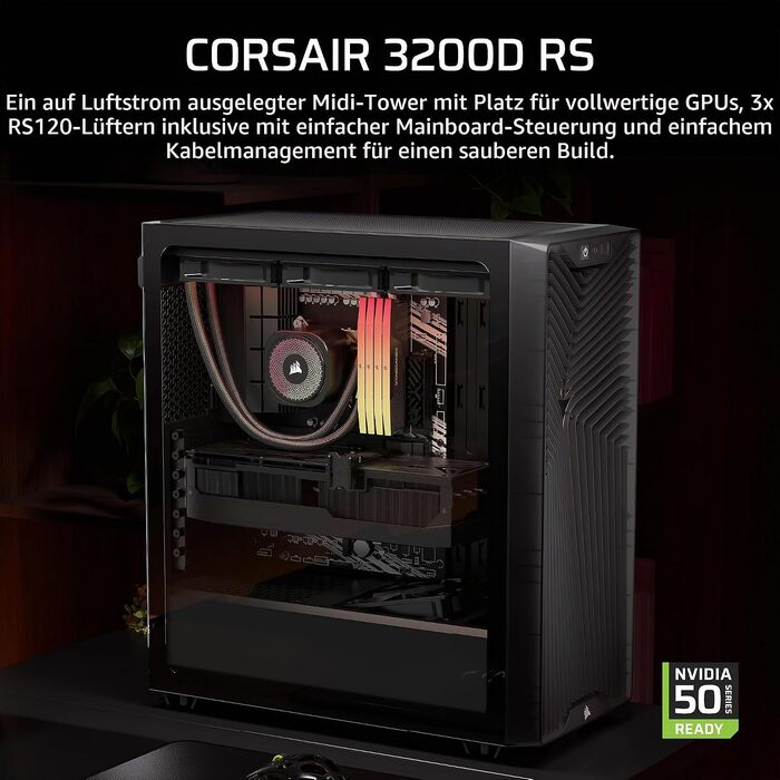 Корпус для ПК CORSAIR 3200D RS Mid-Tower ATX, димчасто-сірий (Rauchgrau)