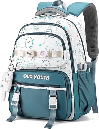 Дитячий рюкзак IvyH для дівчаток, водонепроникний, 2-6 клас, велика місткість, для школи, гімназії, університету (Блакитний)