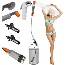 Portable Outdoor Camping Shower, Bidet Handheld Showerhead, Two Rechargeable 2200 mAh Batteries, Water Pump for Camping, Hiking, Outdoor Travel (Classic Camping Shower with Two Batteries)