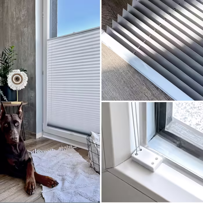 Custom Rollmayer Pleated Blinds, Drill-Mount Pleated Blinds, 14 Colors, 3 Profile Colors, Height 150-240 cm, Width: 25cm-120cm, Pleated Roller Shade Folding Blind Privacy and Sun Protection for Windows and Doors
