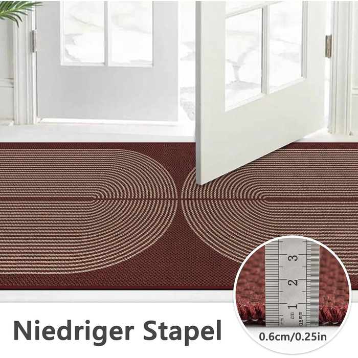 Килимок для підлоги/коридору 80x200 см з джуту, антиковзаючий, для кухні, спальні, балкону (червоний)