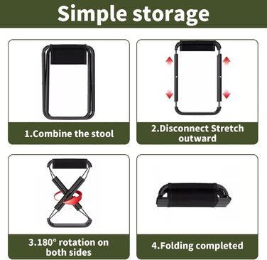 Зручний складаний туристичний пуф з сумкою для зберігання, 30 см (Чорний)