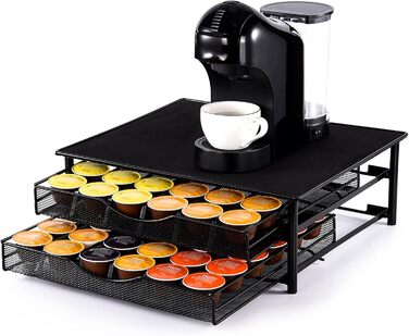 Тримач для капсул кави Sysyly для Dolce Gusto, органайзер на 72 капсули, металева висувна шухляда, чорний.