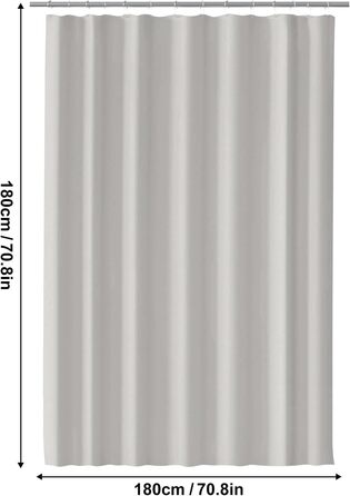 Штора для ванни 180x180 см, водонепроникна, антигрибкова, з кільцями, бежева (1 шт.)