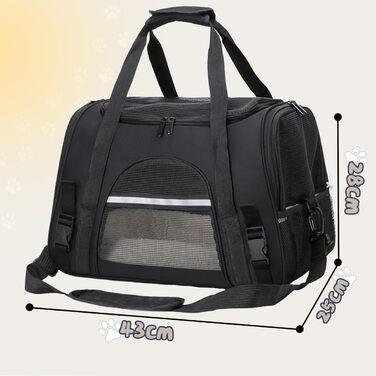Транспортна сумка для котів та собак, чорна, до 5 кг