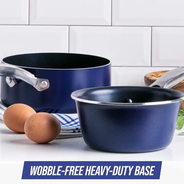 Набір посуду Blue Diamond Cookware Diamantstruktur Keramik Antihaft, 0.9 л, з кришкою та ручкою, не містить PFAS, для плити (не індукція), можна мити в посудомийній машині, можна використовувати в духовці