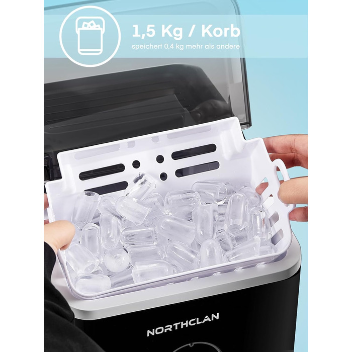 2024 Ice Maker Winner - 14kg Capacity, Fast Ice Production, Quiet Operation, 120W with Scoop & Basket - Compact Ice Maker for Home & Office (Black)