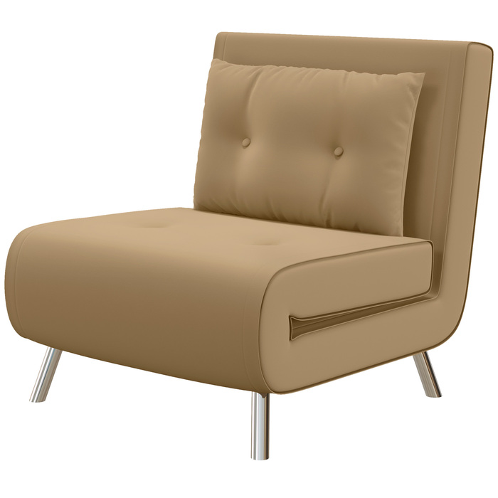 HOMCOM Sleeper Chair Folding Chair with Bed Function 77x88x83cm, Single Sofa with Cushion, Velvet Upholstered Sofa in Brown for Guests
