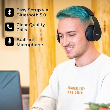 Бездротові навушники PowerLocus Over-Ear з Bluetooth, HiFi стерео, FM радіо та Micro SD/TF слотом (Чорний)