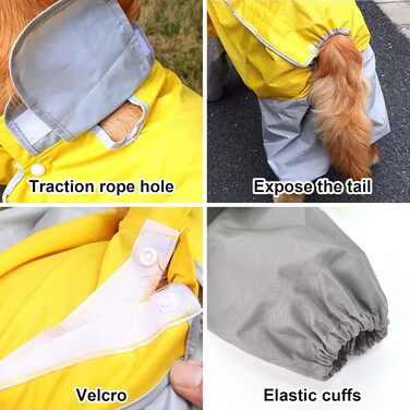 Dog Raincoat, Waterproof Dog Coat with Hood, Lightweight Rain Jacket for Dogs Suitable for Medium and Large Dogs - Perfect for the Dog Park and Dog Vacations - Green (Yellow-28)