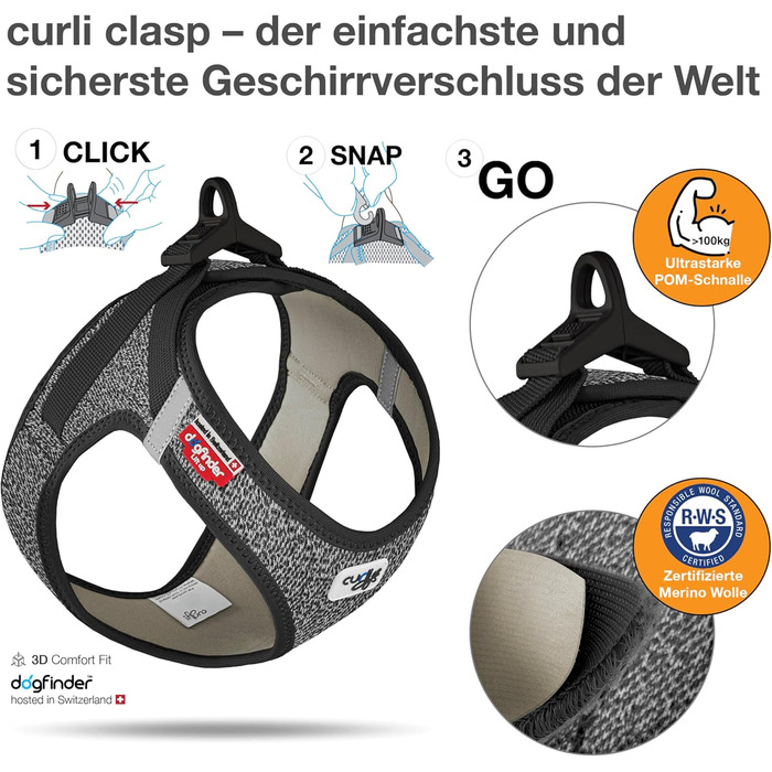 Шлейка для собак Merino curli Clasp чорна L