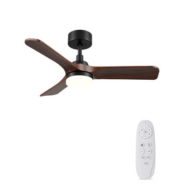 Дерев'яний стельовий вентилятор з підсвіткою, тихий DC-двигун, 90 см, для вулиці, 3 лопаті, диммування LED 24W, пульт з пам'яттю, 6 швидкостей, таймер, текстурована деревина