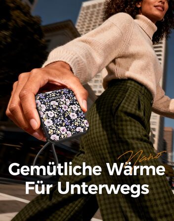 Електричні грілки для рук Ocoopa 2 шт., багаторазові 4000mAh, USB, 3 рівні нагріву, до 52°C, подарунок на Новий Рік, для зими, катання на лижах, подорожей та активного відпочинку, UT5 Nano Wiesengeflüster (Ocoopa x Artist Edition) (Nachtlicher Garten (Oco