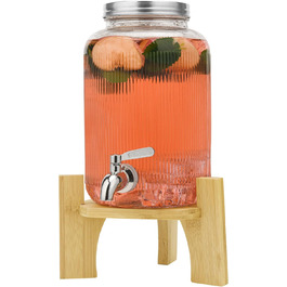 Скляний диспенсер для напоїв на 4 літри (2 шт.) з краном та підставкою - для вечірок, коктейлів, соків, води