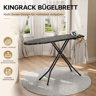Прасувальна дошка KINGRACK з підставкою, регулювання висоти (7 рівнів), 110x33 см, сіра