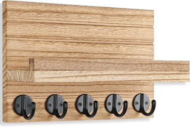 Lwenki Wall Key Holder, Decorative Key and Mail Holder with Shelf has large key hooks for bags, coats – PaulowniaWood Key Holder with Mounting Accessories (9.7 inches W x 7 inches (Burnt Wood))