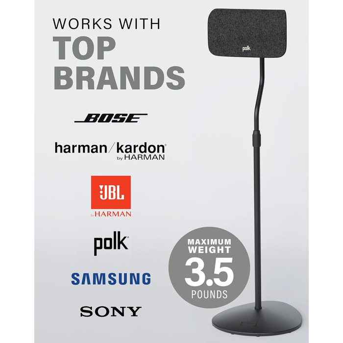 Регульована підставка для динаміків Sanus – висота від 71,1 см до 96,5 см – для сателітів та малих колонок (Bose, Harman Kardon, Polk, JBL, KEF, Klipsch, Sony)