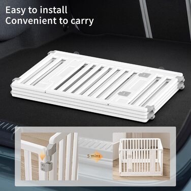 Клітка-забіг для цуценят Gupamiga, розкладний вольєр для собак з дверима, білий (178x178 см), 8 штук (4 секції)