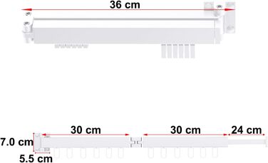 Висувна сушарка для білизни настінна з гачками. Компактна сушарка для балкона, білизни, ванної кімнати, спальні (Білий, 2 розкладні полиці, Білий)