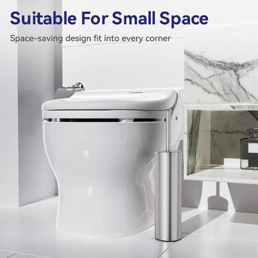 Набір для туалету DOWRY: щітка для унітазу з тримачем, 2 насадки, металева, для ванної кімнати (сріблястий, циліндричний)