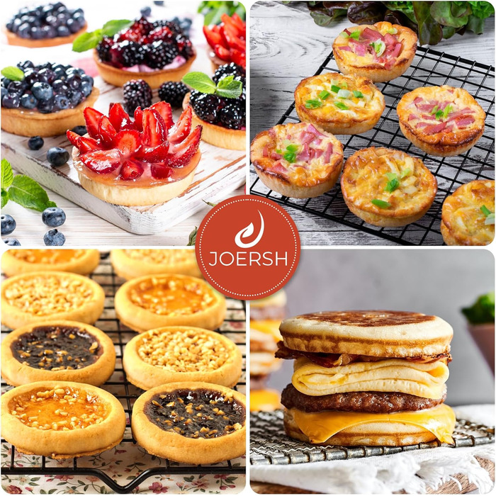 JOERSH Silicone Egg Molds, 10.2 cm, Jumbo Muffin Baking Pans, Non-Stick Coated, Large, Round, Silicone Molds for Hamburger Buns, Cornbread, Cakes, Pies, Shortcakes, Breakfast Eggs, Sandwiches
