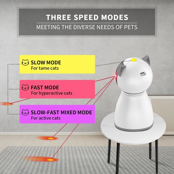 Cat toy, with real random trajectory, motion-activated rechargeable automatic cat laser toy, interactive cat toy for cats/kittens/dogs