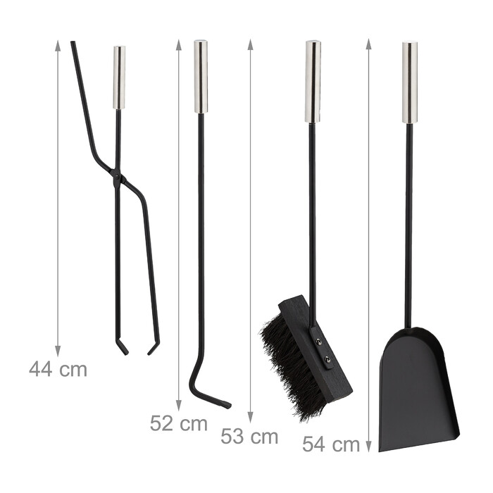 Relaxdays 5-Piece Fireplace Set in Black