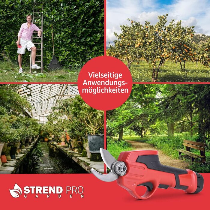 STREND PRO Battery-Powered Electric Pruning Shears Telescopic | for easy garden and tree pruning | max. 22mm, 170cm long telescopic handle geared pruning shears | 1 x 7.2V battery included | cordless shears, tree shears
