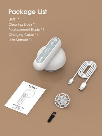 Електричний видальник ворсу COPPA з 6 лезами, 3 швидкості, перезаряджається, для одягу, з індикатором заряду