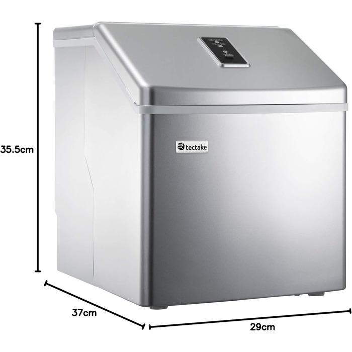 TecTake Professional Ice Cube Machine, Ice Cube Maker for Clear Ice Cubes, Ice Cube Maker, 13 Kg 24 h, 2.2 Liter Water Tank, 24 Ice Cubes per Cycle, incl. Ice Bucket and Ice Scoop - Silver
