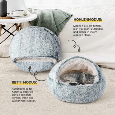 CATISM Cat Bed, Fluffy Cat Blanket, 50cm Cozy Cat Bed for Large Cats/Kittens Washable Snuggle Dog Bed Dog House Soft Comfortable Coffee (Gray-1)