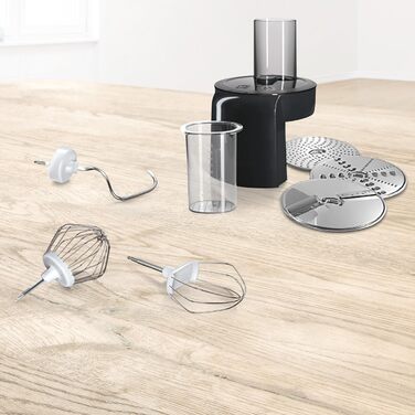 Bosch Kitchen Machine Series 2 MUMS2EB01, Stainless Steel Bowl 3.8 L, Planetary Mixer, Dough Hook, Beaters and Whisk (Stainless Steel), Food Processor Attachment, 3 Discs, 700 W, black