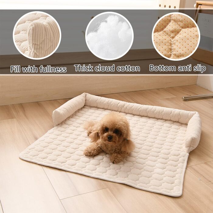 М'яке ліжко-лежанка для собак, софа з бортиком, захист дивану, 75x75 см, темно-сірий