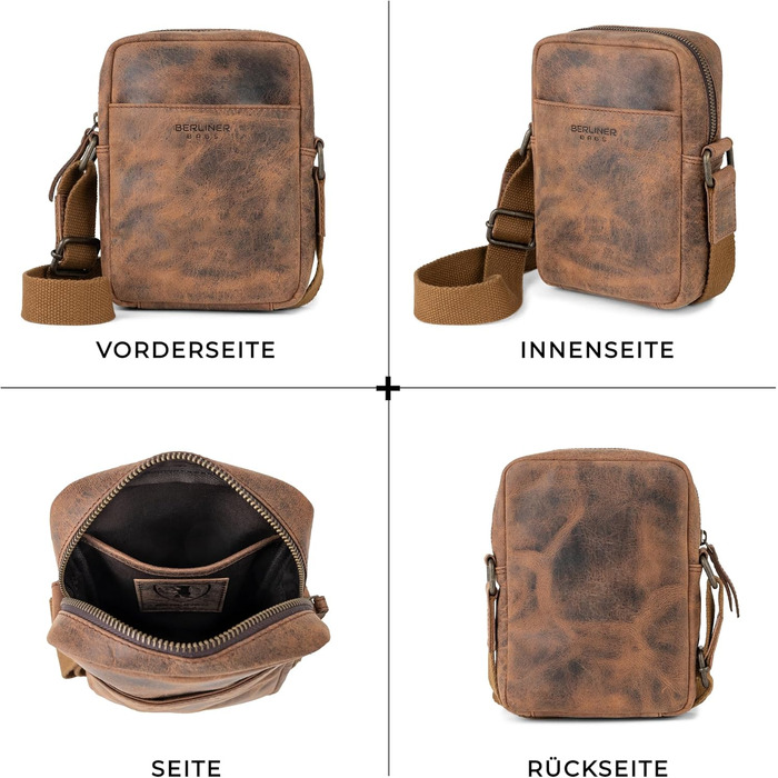 Чоловіча сумка через плече Berliner Bags Tom з натуральної шкіри, чоловіча сумка-кросбоді (Earth, S)