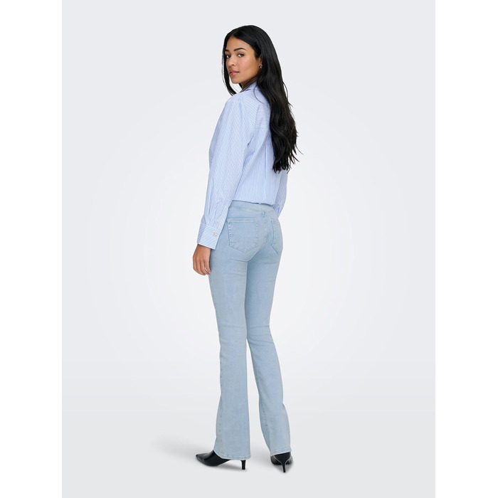 Джинси жіночі клешені ONLY BLUSH середньої посадки (L/32L, світло-блакитний денім)