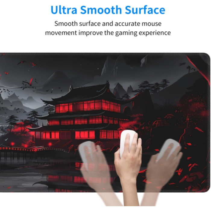 Килимок для миші Anime-стиль, 90 x 40 см, чорно-червоний, для геймінгу та офісу