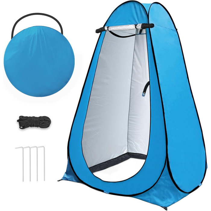 Pop-Up Privacy Tent for Toilet & Changing - Portable Outdoor Shower Tent with Carry Bag (UV 40+) - Green & Blue