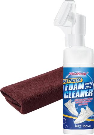 AhkeaDirectly 150 ml Shoe Cleaning Set, White Sneaker Cleaner, Water-Free Foam Sneaker Cleaner, White Shoes, Suede, Boots, Canvas, PU, Fabric, etc. Environmentally Friendly