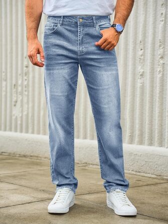 Чоловічі джинси Runcati Regular Fit: світло-блакитні стрейч денім, базові повсякденні штани (S)