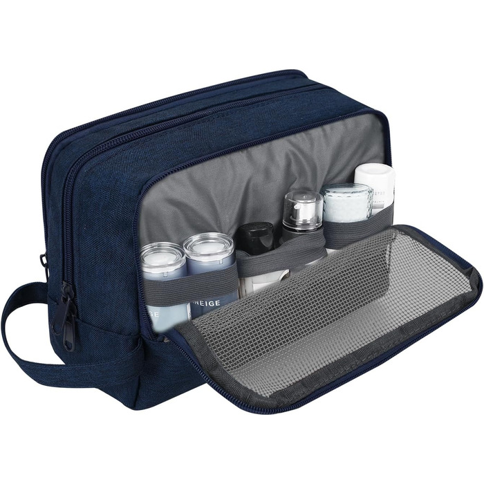 Чоловічий дорожній набір для туалетних речей WANDF, косметичка-органайзер для подорожей (Denim Pure Marineblau)