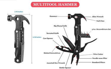 Багатофункціональний молоток 14-в-1 з нержавіючої сталі, інструмент для DIY, кемпінгу та трекінгу